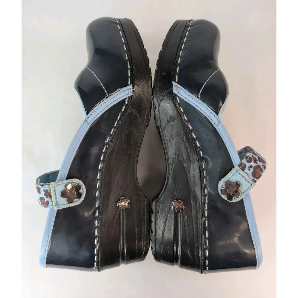 KOI By Sanita Danish Clogs Patent Leather Blue Comfortable Cushiones Shoes 6 US